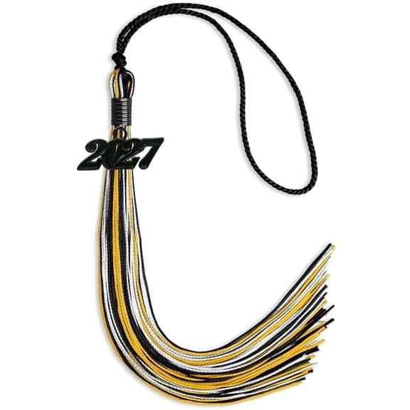Endea Graduation Black/Gold/White Mixed Color Graduation Tassel with Black Date Drop