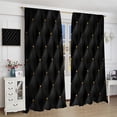 thumbnail image 1 of Black Gold Window Curtains,Luxury Black Leather Texture Print Blackout Window Door Curtains For Bedroom Living Room Decor 26"W x 54"L (Pack of 2), 1 of 6