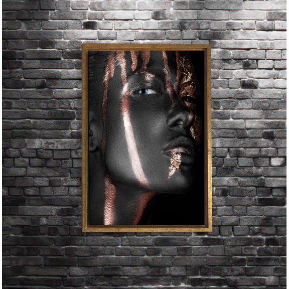 Black and Gold Woman Portrait, Luxury Face Wall Art, Abstract Beauty Decor, Modern Glam Home Artwork, Metallic Effect Print Poster Decor, Size 16x24 UNFFRAMED F03.1.8l1467