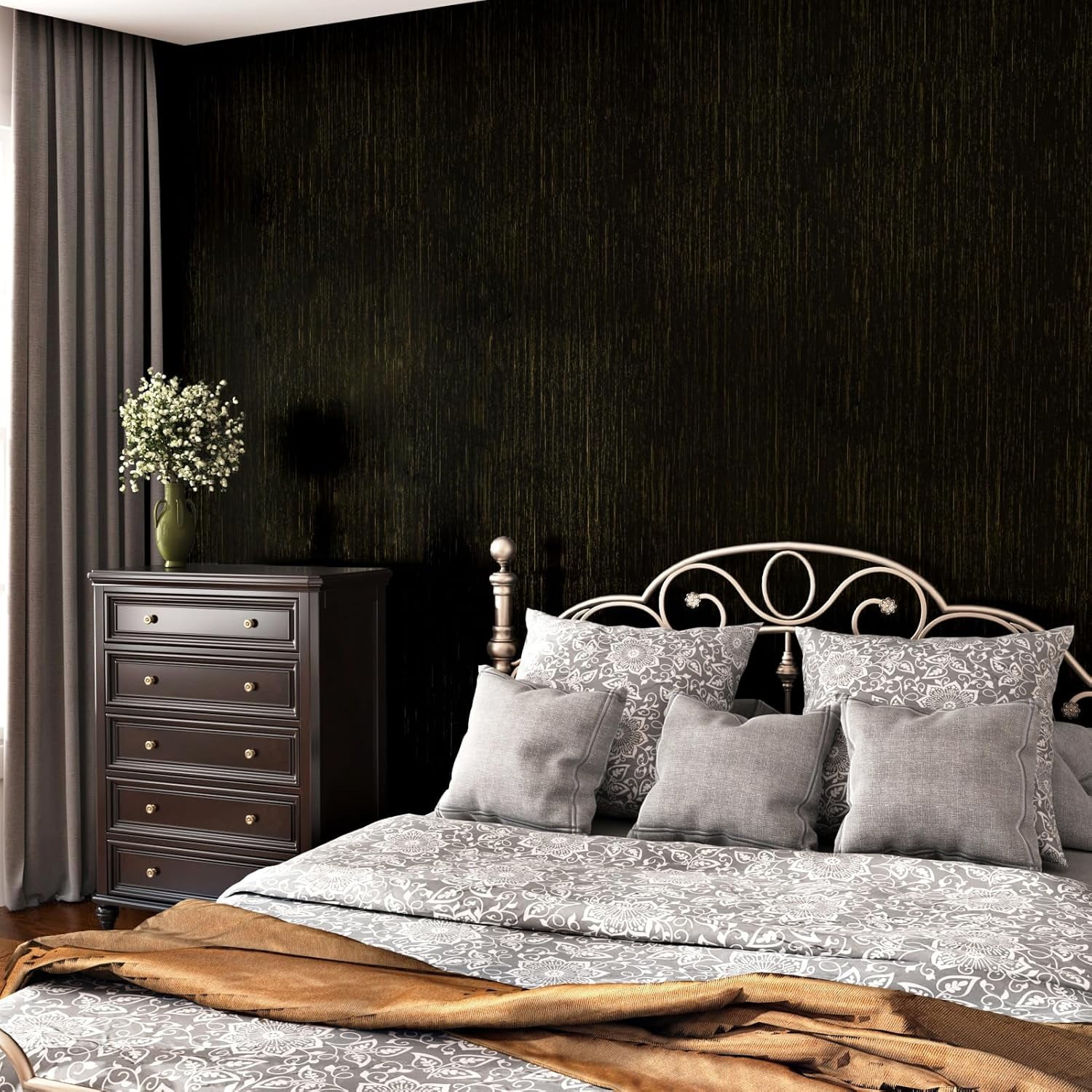 Black Gold Wood Contact Paper Peel And Stick Wood Wallpaper Texture ...