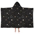 thumbnail image 1 of Black Gold Zodiac Sun Moon Pattern Hooded Bath Towel，50"x30" for Ages 3 To 12 Kids, Quick Dry Lightweight Soft Microfiber Hood Beach Towel Cover Up for Kids, 1 of 1