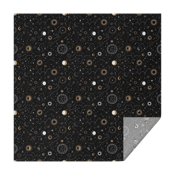 Black Gold Zodiac Sun Moon Pattern Square Tablecloth,Waterproof Square Table Cover,Wipeable Spillproof Washable Table Cover for Home Kitchen Party Decor 52"x52"(132x132cm)