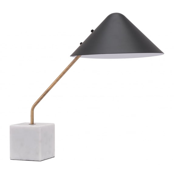 Black Gold and Marble Table or Desk Lamp