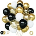 thumbnail image 1 of Black Gold and White Balloons Kit,60pcs 12 Inch Black White and Gold Confetti Balloons for Graduation Birthday Anniversary Wedding Party Decorations, 1 of 14