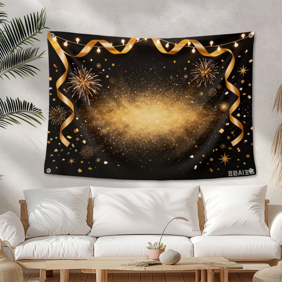 Black Gold for Adult Kids Birthday Party Photo Backdrop Decorations Banner Streamer Flash Banner Party Photography 4*6FT