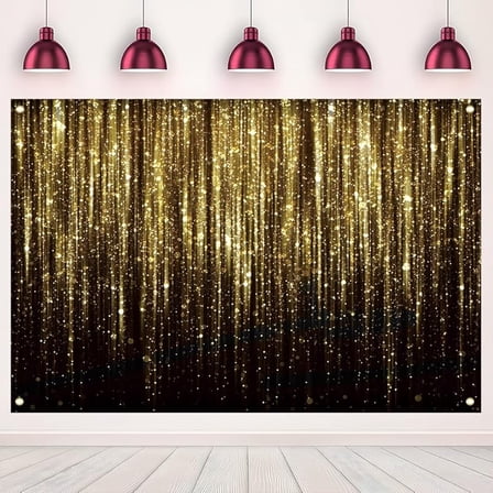 Black Gold for Adult Kids Birthday Party Photo Backdrop Decorations Banner Streamer Flash Banner Party Photography 7x5ft