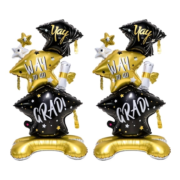 Black Golden Aluminum Foil Balloons, Graduation Standing Balloons And Graduation Printed Balloons, Suitable for Decoration/party/photo Of The 2025 Graduation Ceremony