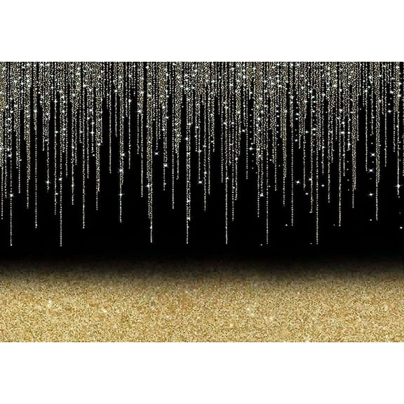 Black Golden Backdrops New Year rations Happy Birthday Banner Balloon Glitter Stars Champagne Party Background Bridal Shower