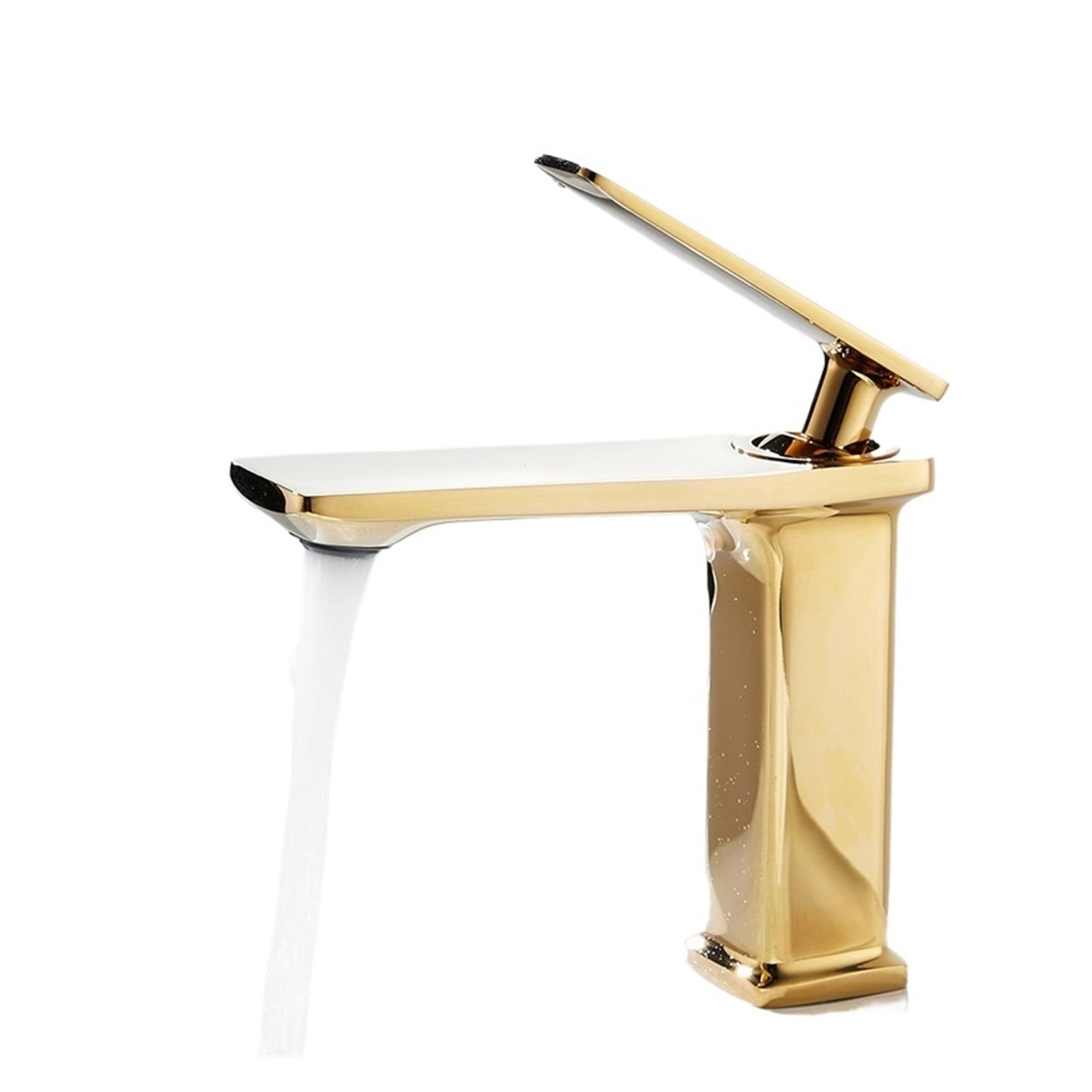 Black Golden Bathroom Brass Basin Faucet, Hot Cold Water Sink Mixer Tap, Deck Mounted Basin Faucets Single Hole Kitchen Tapware ,Leakproof Design