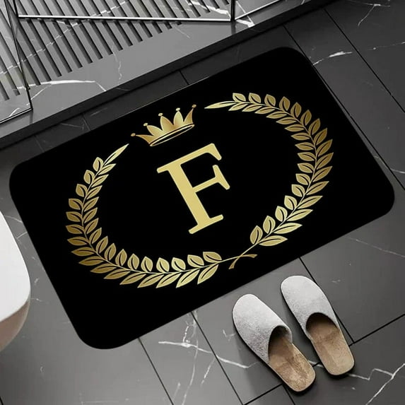 Black Golden Crown Letter Floor Mats Non-slip Kitchen Rug Doormat Entrance Door Home Welcome Carpet Washable Absorbent Bath Mat