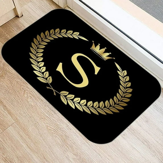 Black Golden Crown Printed Letter Kitchen Entrance Door Mat Coral Velvet Carpet Doormat Indoor Floor Mats Anti-Slip Rug