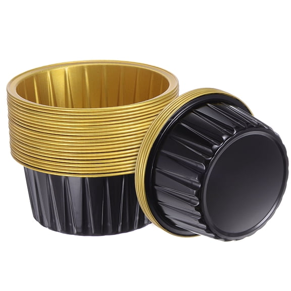 Black&Golden Cupcake Cups 25pcs 66x36x85mm Aluminum Foil Standard Cupcake Liners