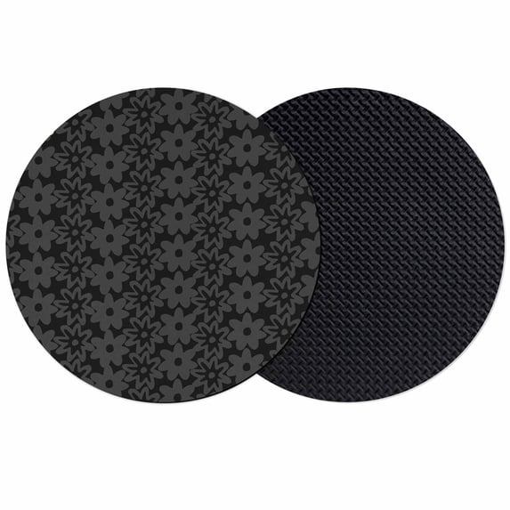 Black Golden Floral Coasters Set of 2, Absorbent Coasters for Drinks, Modern Abstract Art Spring Flowers Coaster for Desk Coffee Table Protection, Home Decor House Warming Gifts 4"