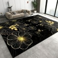 thumbnail image 1 of Black Golden Line Flower Indoor Rug High Grade Light Luxury Exquisite Living Room Sofa Bedroom Home Decor Floor Mats 2x3 Small Area Rug Carpet Non-slip Washable Soft Modern Durable, 1 of 5
