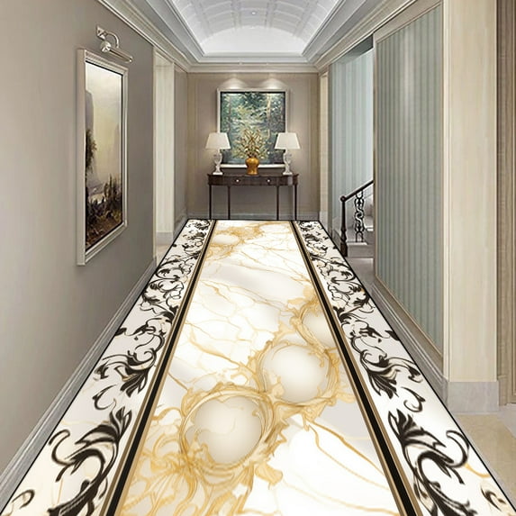 Black Golden Luxury Long Corridor Carpet Hallway ration Home Floor Mats Easy Clean Kitchen Mat Stair