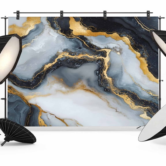 Black Golden Marble Backdrop for Photography,Fabric Photo Background Backdrop,Modern Ink Painted Aesthetics Photo Booth Background for Portrait Photoshoot Video Wedding Studio Decoration Banner 7x5ft