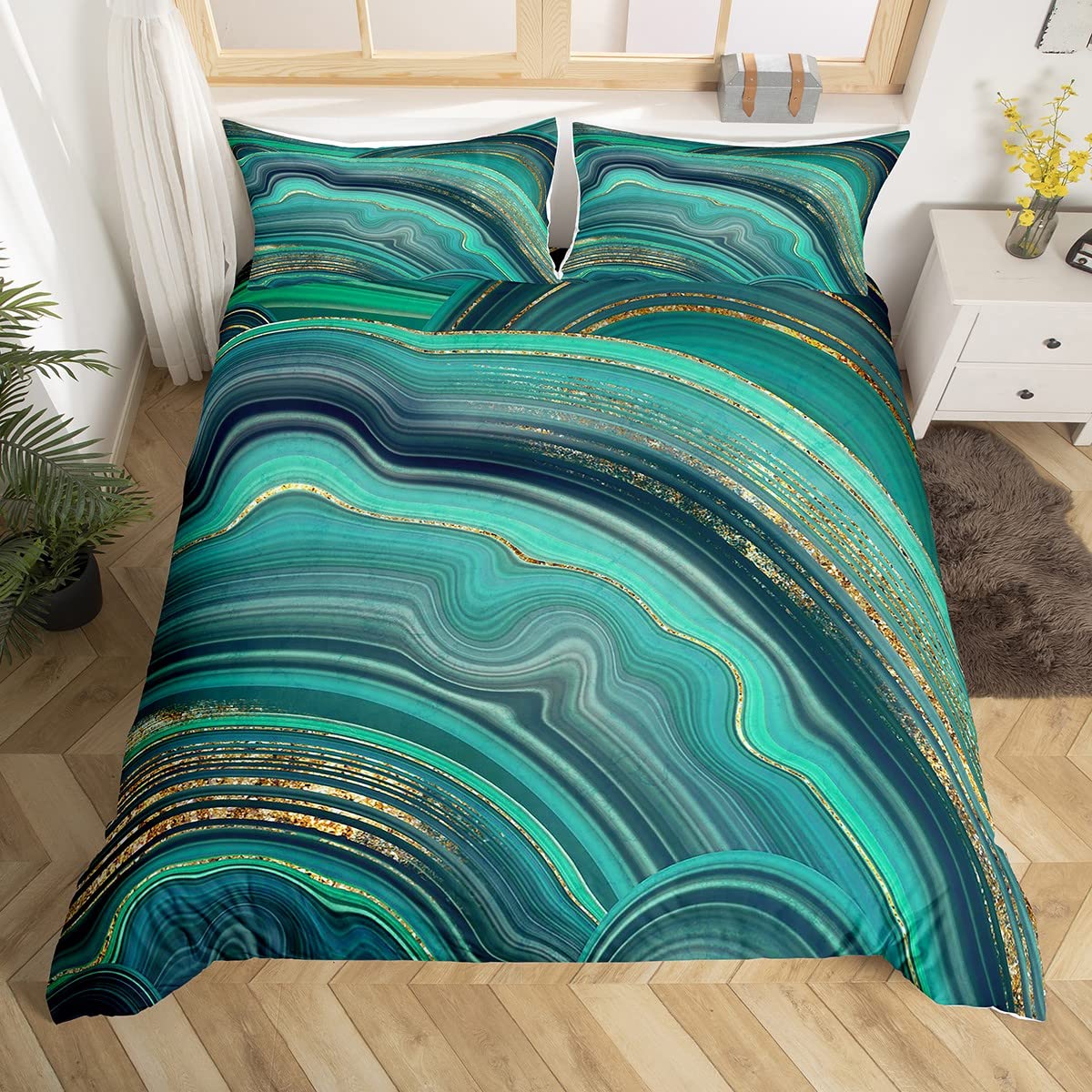 Black Golden Marble Duvet Cover Set Gold Giltter Bedding Sets Grey