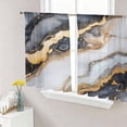 thumbnail image 1 of Black Golden Marble Semi Sheer Curtains 54 Inch Length 2 Panels Set, Modern Ink Painted Abstract Sheer Kitchen Curtain Privacy Voile Window Curtain for Living Room Bedroom Rod Pocket Drapes, 1 of 7
