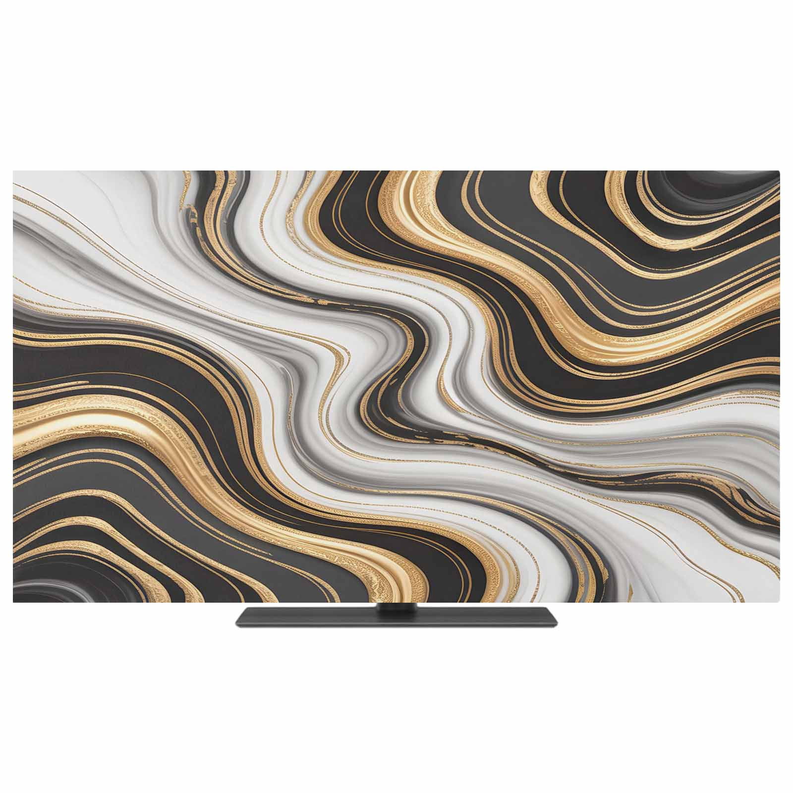 Black Golden Marble TV Dust Cover,Stretchable TV Screen Desktop ...