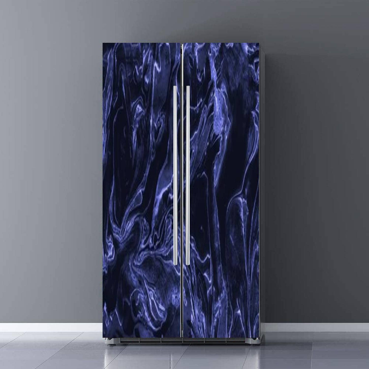 Black Golden Marbling Refrigerator Wrap Modern Marbled Fridge Sticker ...