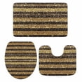 thumbnail image 1 of Black Golden Striped Bath Mat 3 Piece Bathroom Rug Set, Luxury Farmhouse Stripes Non Slip Bath Rug Contour Mat and Toilet Lid Cover, Absorbent Shower Mats Soft Bath Rugs and Mats Sets, 1 of 8