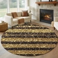 thumbnail image 1 of Black Golden Striped Large Round Rug 8 FT, Non Slip Living Room Area Carpet, Luxury Farmhouse Stripes Washable Soft Circle Rug Non-Shedding Floor Carpet for Bedroom Office Dining Room, 1 of 9