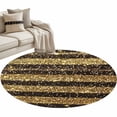 thumbnail image 1 of Black Golden Striped Round Area Rug 4ft, Luxury Farmhouse Stripes Washable Non-Slip Circle Rugs for Bedroom Living Room Kitchen, Soft Non Shedding Circle Carpet for Dining Room Dorm, 1 of 9