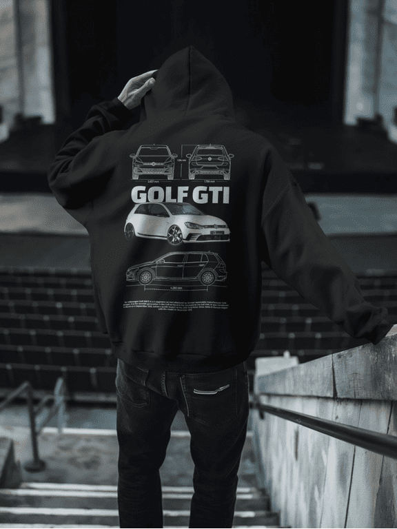 Black Golf GTI Blueprint Hoodie | Car Enthusiast Pullover | Unisex