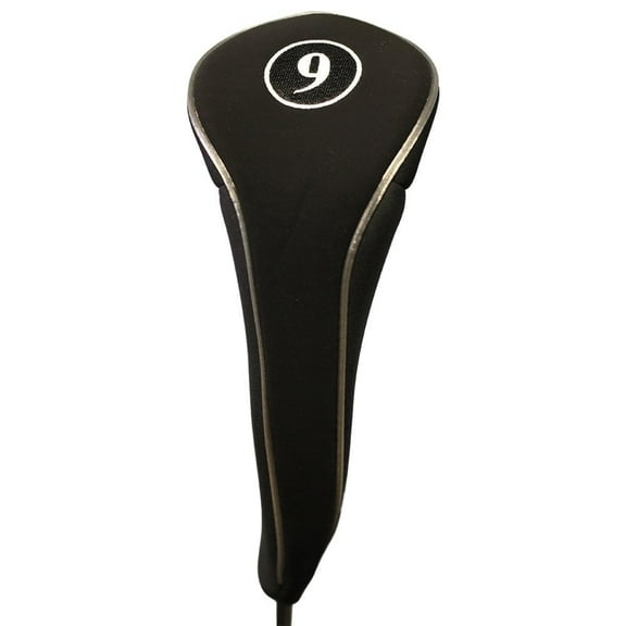 Black Golf Zipper Head Cover #9 Fairway Wood Metal Headcover Neoprene Traditional Plain Protective Cover Fits All Fairway Golf Clubs Perfect Gift for Golfing Buddies