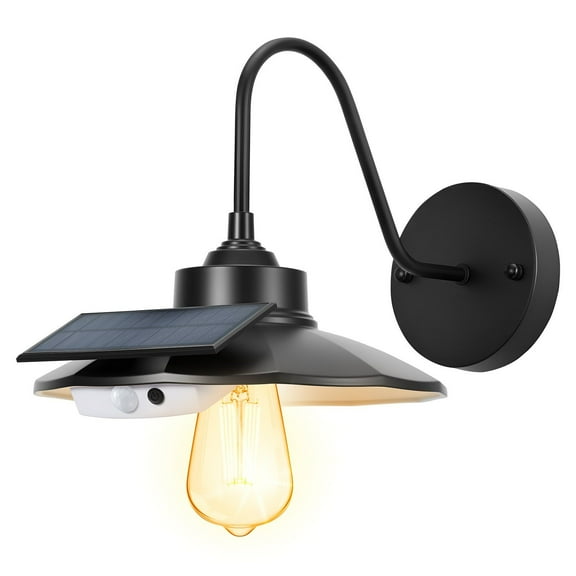 Black Gooseneck Barn Light with Motion Sensor,3 Modes,E26 Base,Waterproof Outdoor Wall Sconce for Porch,Garage,Entryway-1 Pack