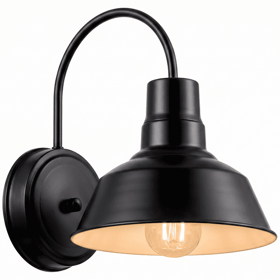 Black Gooseneck LED Wall Sconce Barn Light Fixture - Industrial Antique Farmhouse Style - Vintage Patio Porch Wall Mount Light - Indoor/Outdoor - UL Listed - 9W 800lm Cool White