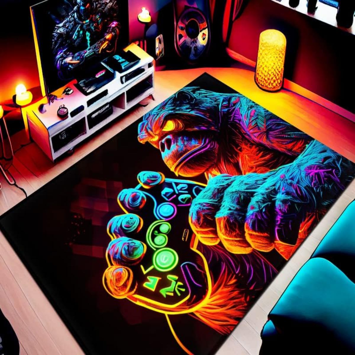 Gaming Rug Boy Black Gorilla Gaming Rug - Ideal for Boys' Gamer's Bedroom,Perfect for ...