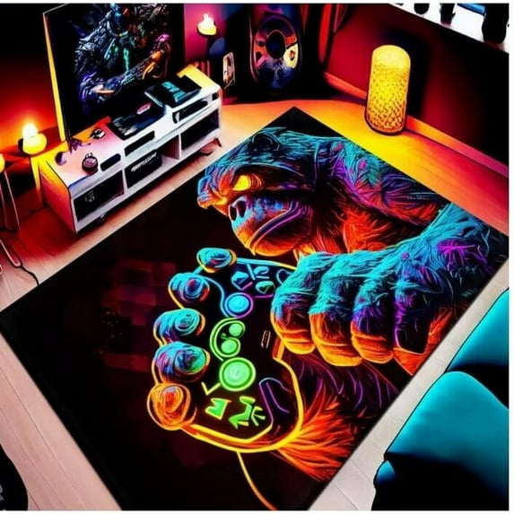 Black Gorilla Gaming Rug - Ideal for Boys' Gamer's Bedroom,Perfect for E-Sports Game Room or Gamer Boy Bedroom Room80x60in