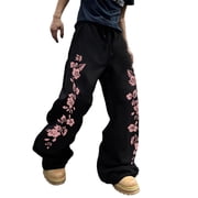 Black Goth Men Wide Leg Joggers Y2K Clothes Men Joggers Bottoms Open Hem Gym Trousers Baggy Oversized Sweatpants, Streetwear for Soft Alt Style & Weekend Outings