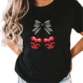 thumbnail image 1 of Black Gothic Academia Cherry Skull Print T-Shirt Graphic Tees Shirts Dark Romance Gift S-5XL Mystical Tops, 1 of 5
