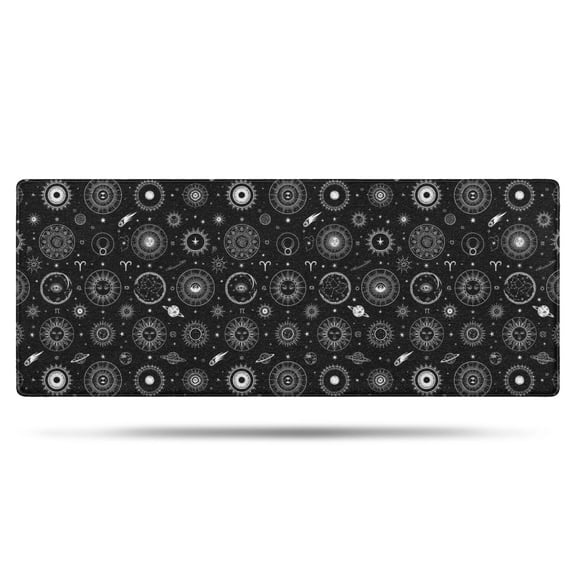 Black Gothic Astrology Symbol Pattern Bathroom Rugs Mat,Non Slip Microfiber Bathroom Rug,Rubber Backing,Soft Bathroom Mats for Bathroom Floor,Tub and Shower,60x24in(150x60cm)