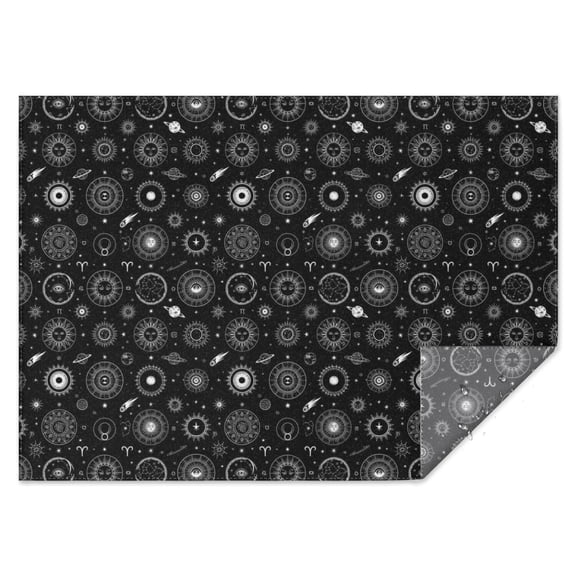 Black Gothic Astrology Symbol Pattern Rectangle Tablecloth 60"x84",Waterproof Polyester Rectangle Table Cloth, Wipeable Spillproof Polyester Tablecloth for Dining, Camping, Indoor and Outdoor
