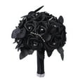 thumbnail image 1 of Black Gothic Bridal Bouquet for Wedding, Halloween Gothic Style Artificial Roses Bouquet with Rhinestone and Handle for Halloween Anniversary Wedding Party, 1 of 5