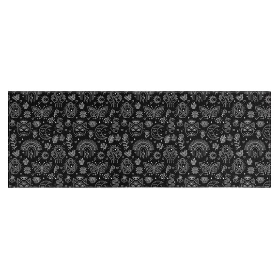 Black Gothic Cat Butterfly Rainbow Pattern Kitchen Rug Mat,Kitchen Runner Rugs Non Skid Washable,Decorative Kitchen Floor Mats for Kitchen,Sink,Laundry,17"X47"