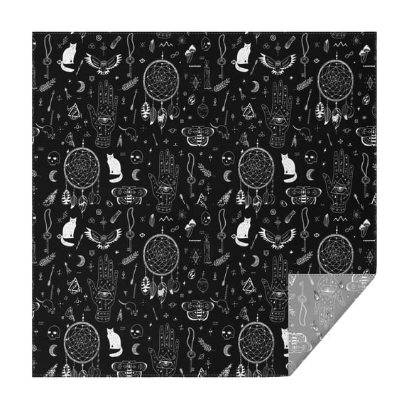 Black Gothic Cat Dreamcatcher Pattern Square Tablecloth,Waterproof Square Table Cover,Wipeable Spillproof Washable Table Cover for Home Kitchen Party Decor 42"X42"(107x107cm)