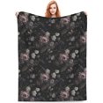 thumbnail image 1 of Black Gothic Floral Blanket Gifts for Women Retro Flower Bloosom Rustic Rose Watercolor Peony Vintage Boho Throw Blankets for Room Bedding Couch Decor Soft Lightweight Warm Cozy 40x50in, 1 of 6
