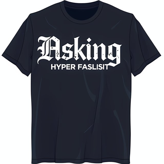 Black Gothic Font TShirt 'Asking Hyper Faslisit' Graphic Tee