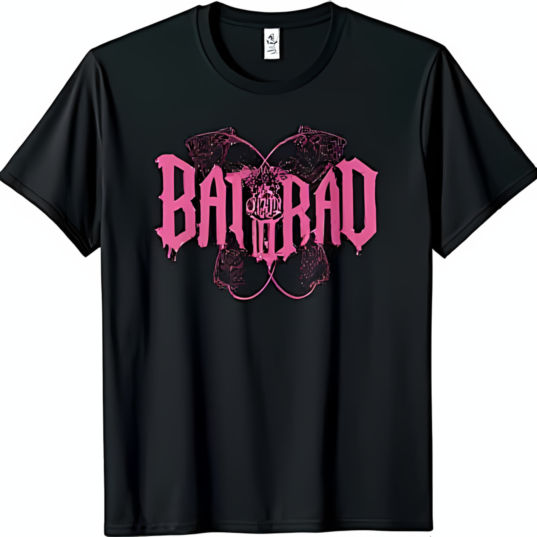 Black Gothic Graphic TShirt with Bad to the Bad and Bats Design