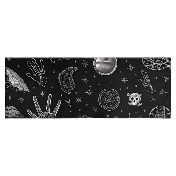 Black Gothic Hand Skull Star Pattern Kitchen Rug Mat,Kitchen Runner Rugs Non Skid Washable,Decorative Kitchen Floor Mats for Kitchen,Sink,Laundry,17"X47"