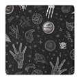 thumbnail image 1 of Black Gothic Hand Skull Star Pattern Square Fitted Tablecloth with Elastic Edge,Square Table Cover,Washable Elastic Table Cover for Home Kitchen Party Decor 36"x36", 1 of 6