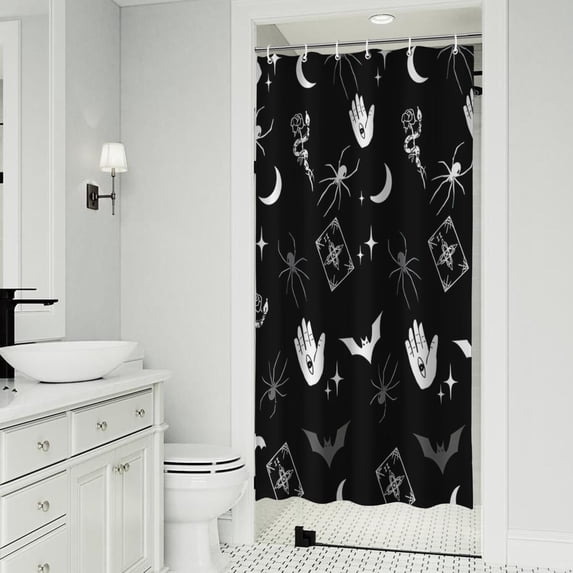 Black Gothic Hand Spider Pattern Shower Curtain 36"x72" ,Bathroom Decorative Shower Curtains Set with 12 Hooks,Modern Waterproof Washable Shower Curtain