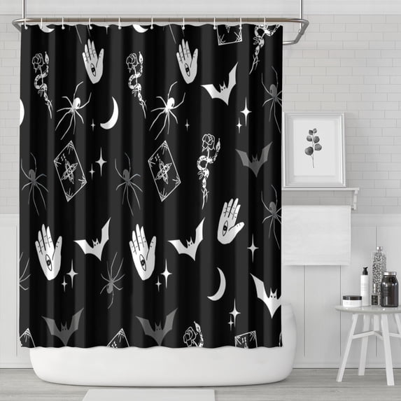 Black Gothic Hand Spider Pattern Shower Curtain 84"x72" ,Bathroom Decorative Shower Curtains Set with 12 Hooks,Modern Waterproof Washable Shower Curtain