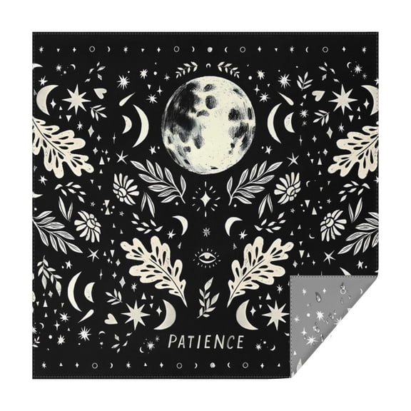 Black Gothic Moon Flower Star Pattern Square Tablecloth,Waterproof Square Table Cover,Wipeable Spillproof Washable Table Cover for Home Kitchen Party Decor 42"X42"(107x107cm)