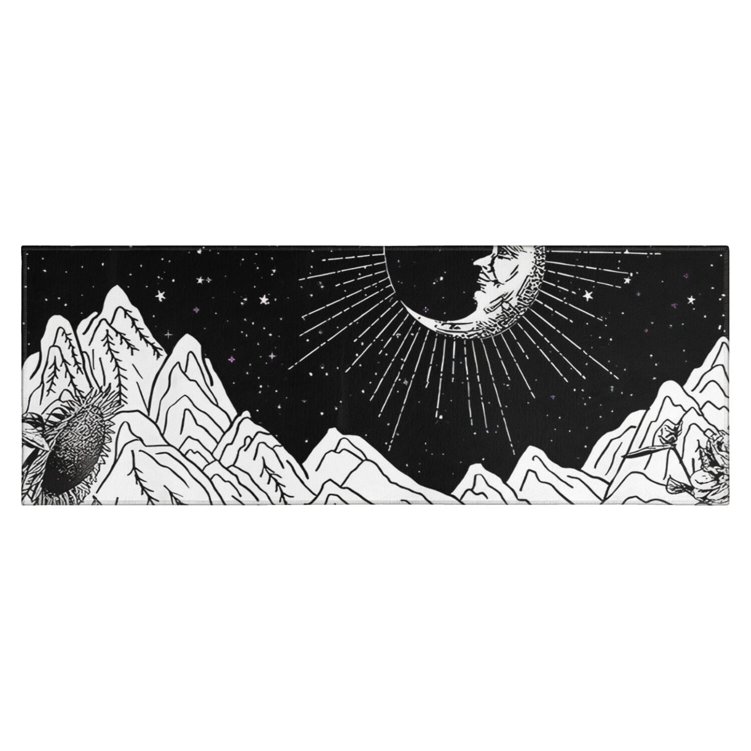 Black Gothic Moon Mountain Pattern Kitchen Rug Mat,Kitchen Runner Rugs ...