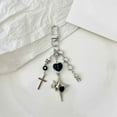 thumbnail image 1 of Black Gothic Phone Charm Keychain - 4.53" Halloween Beaded Pendant for Keys, Bags & Backpacks - Punk Style Alloy Accessory for Goth, Emo & Spooky Decor, 1 of 6